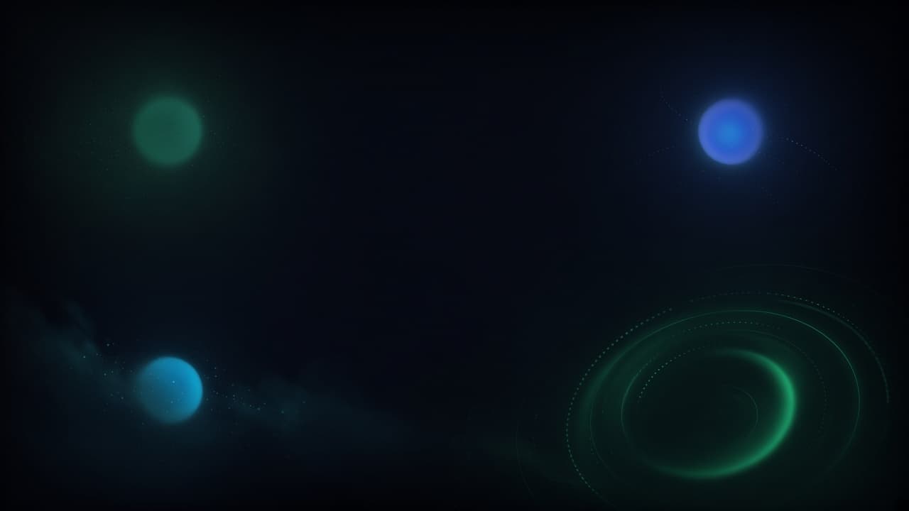 Four glowing orbs drifting on a dark field, one for each answer engine an AI visibility tool has to cover.