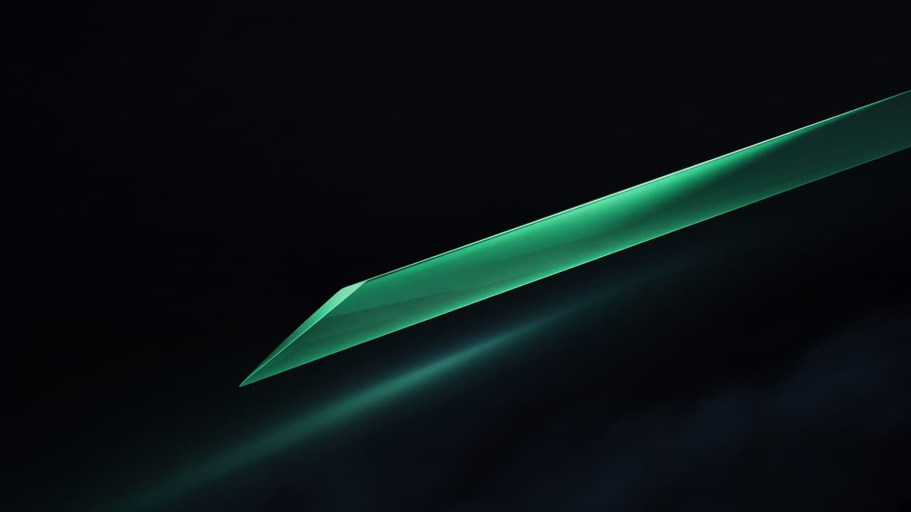 A single green blade of light cutting across a black field.